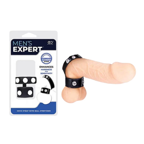 Men's Expert - Anillo Peniano Doble, Ajuste por Botones, Cuero Sintético.