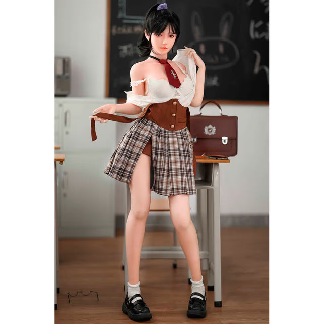 Yumi - Muñeca Realista de TPE con Cabello Negro, Ojos Azules.