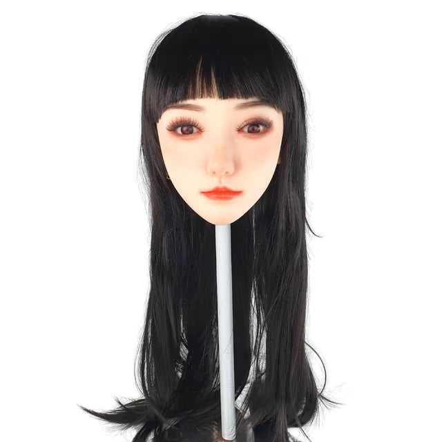 Yumi - Muñeca Realista de TPE con Cabello Negro, Ojos Azules.